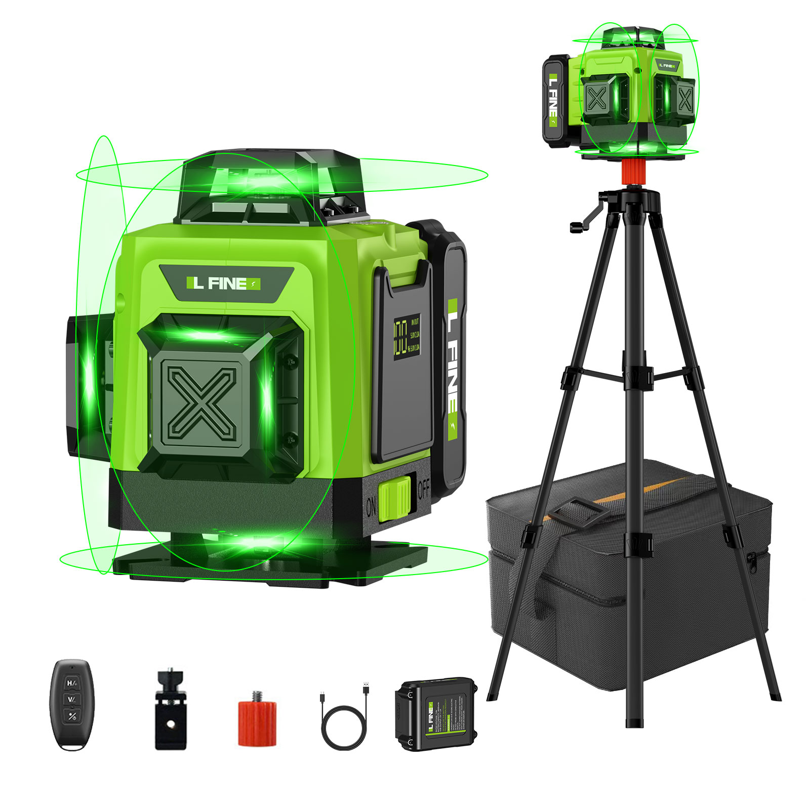 Industrial Laser Level - レーザーレベルセルフレベリング水平垂直クロス 16 ライングリーンライト Nivel レーザー充電式ホームセンターツール 09
