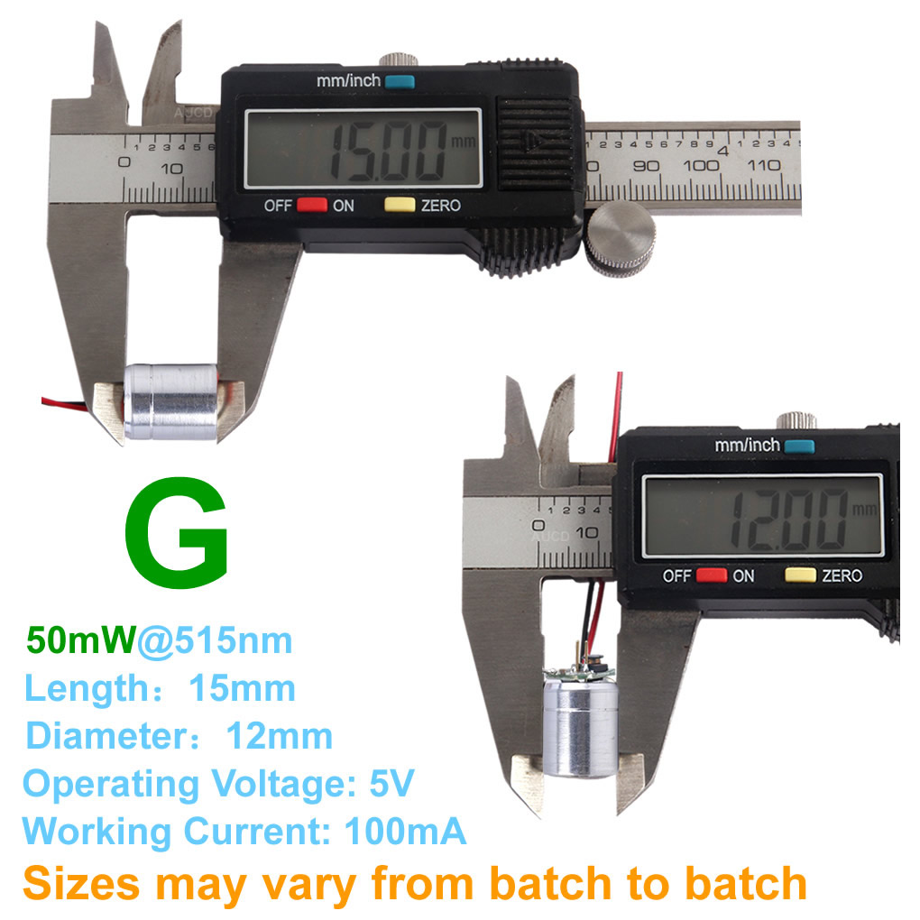 Φ12x15mm DC 5V 赤-100mW 緑-50mW  - Industrial Blue Laser のレビューと価格