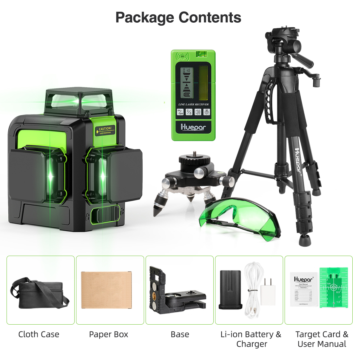 Huepar-osram緑色レーザーセット,12 3Dクロス - Industrial Laser Level のレビューと価格